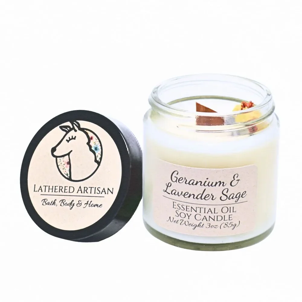 Geranium & Lavender Sage | Essential Oil | 3 oz Jar Candle